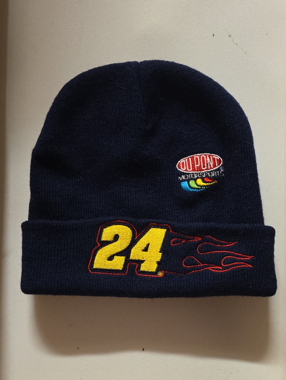 Vintage Nascar Beanie with Jeff Gordon 24 With Red Flames